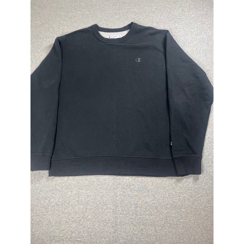 Champion Sweatshirt Mens Large Black Good Embroidered Logo Crewneck Pullover